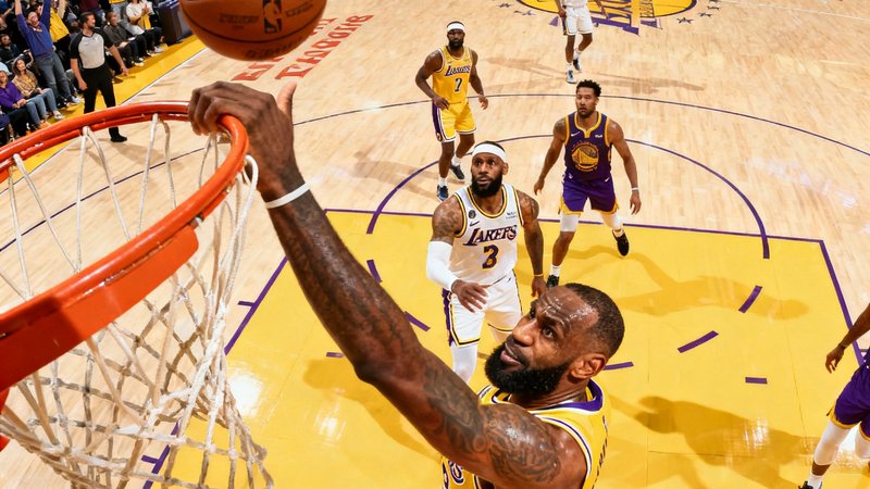NBA湖人队詹姆斯单节暴扣与助攻集锦，高清多角度回放